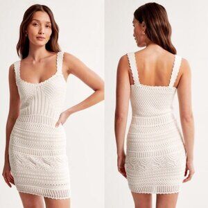 NEW ABERCROMBIE White Crochet Lace Cutout Tank Top Lace Mini Sweater Dress XL